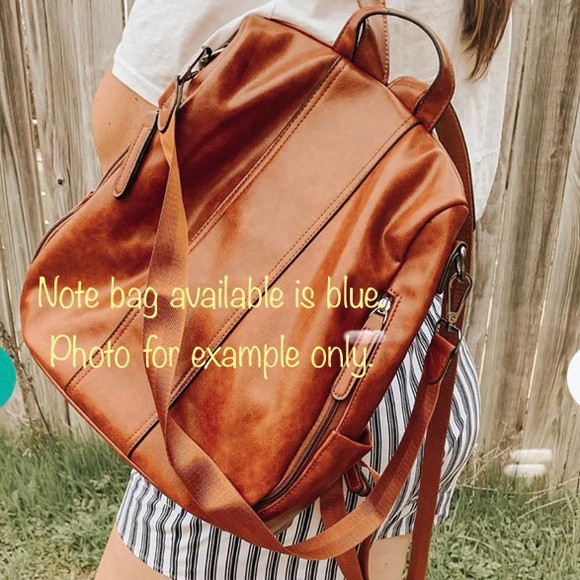 NWT Bromen Backpack Purse Vegan leather blue Anti theft & water resistant main image 7